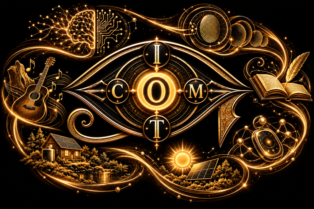 Ideas swirl around the gold Ornate Eye: intelligence research, digital identity, books, music and tonewood, a solar cottage, renewable energy, and connected pocket technology.